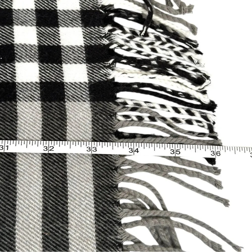Scottish 100% Cashmere gray Black Tartan Heritage Plaid Fringed Scarf Unisex